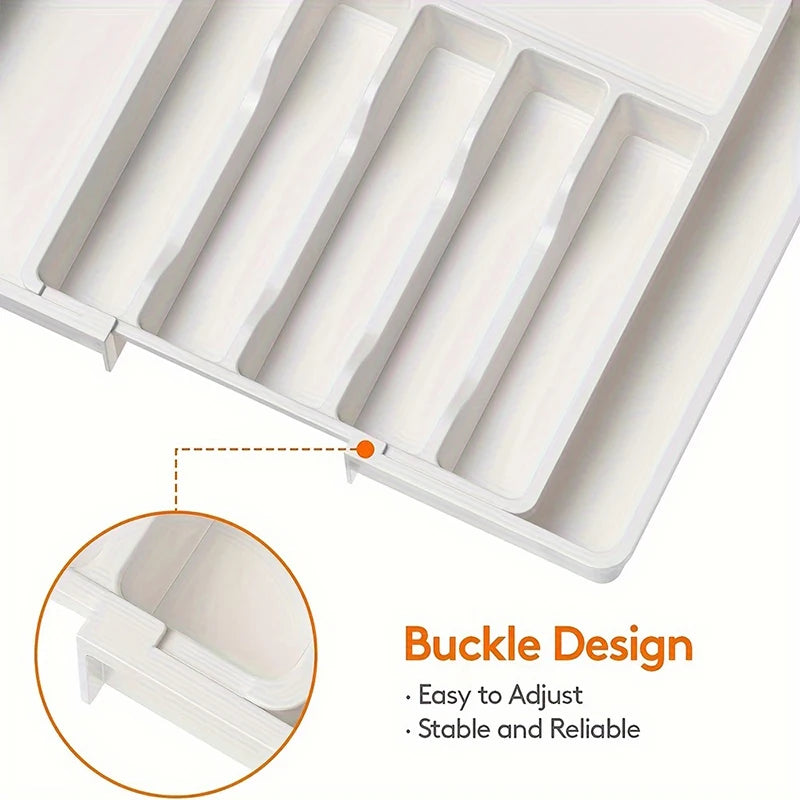 Utensil Organizer for Kitchen Drawers, Expandable Cooking Utensil Tray, Adjustable Cutlery Silverware Flatware Holder, Plastic Peaceful Pleasures Health and Wellness
