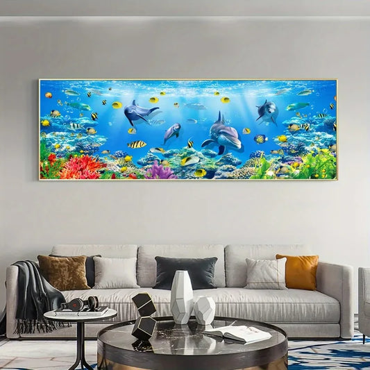1pc Unframed Canvas Poster, Ocean Adventure Dolphin Tropical Fish, Canvas Wall Art, Artwork Wall Painting Wall Decor, Home Decor Peaceful Pleasures Health and Wellness