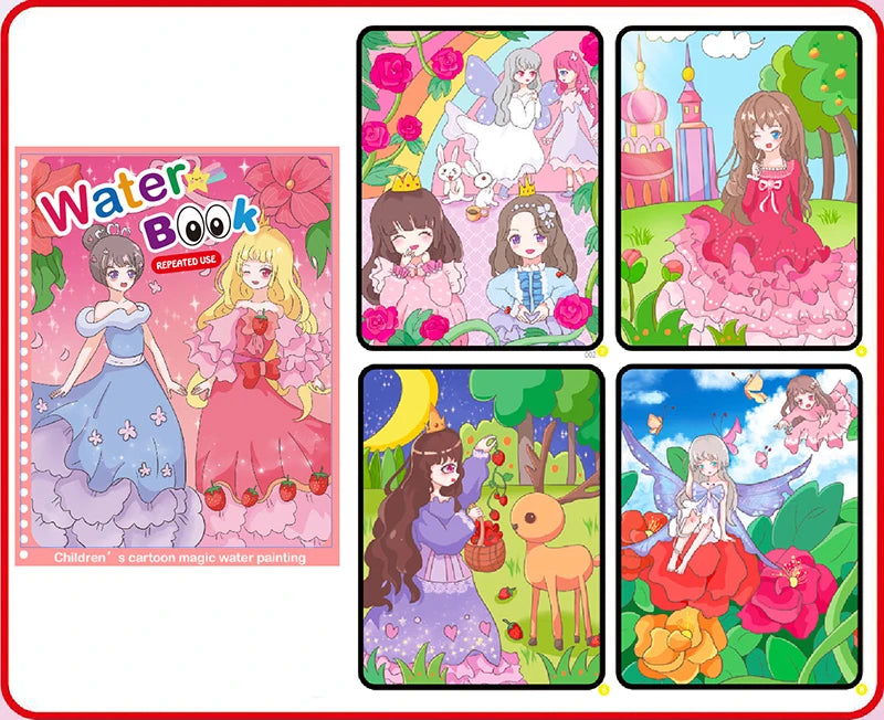 Water Drawing Books Educational Toy Kids Toddlers Reusable Graffiti