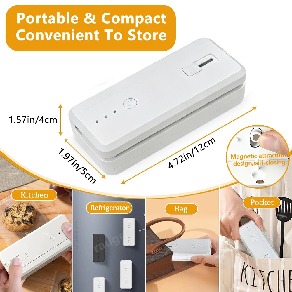 Plastic Bags Sealer Portable Mini Bag Heat Sealer Rechargeable Handheld Food Packaging Sealing Machine Thermal Bags Sealer Peaceful Pleasures Health and Wellness