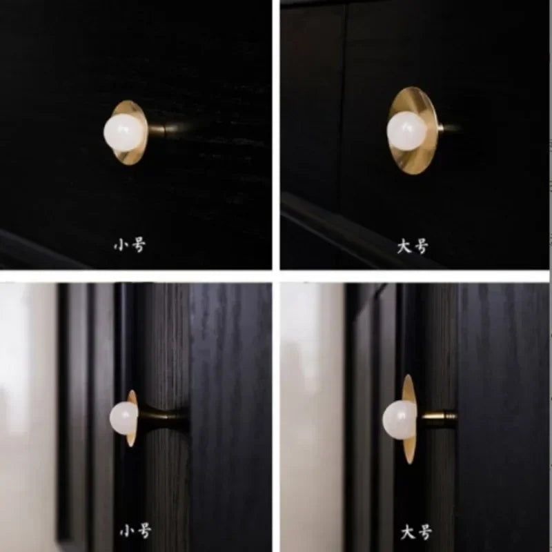 Pink Crystal & Solid Brass Cabinet Knobs | Natural Stone Handles