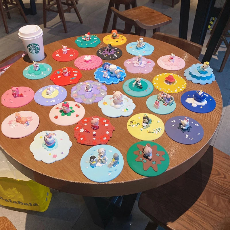 Food-grade Silicone Cup Cover Drinking Cup Cover Cute Cartoon Dustproof Universal Cup Cover Coffee Cup Cover Peaceful Pleasures Health and Wellness