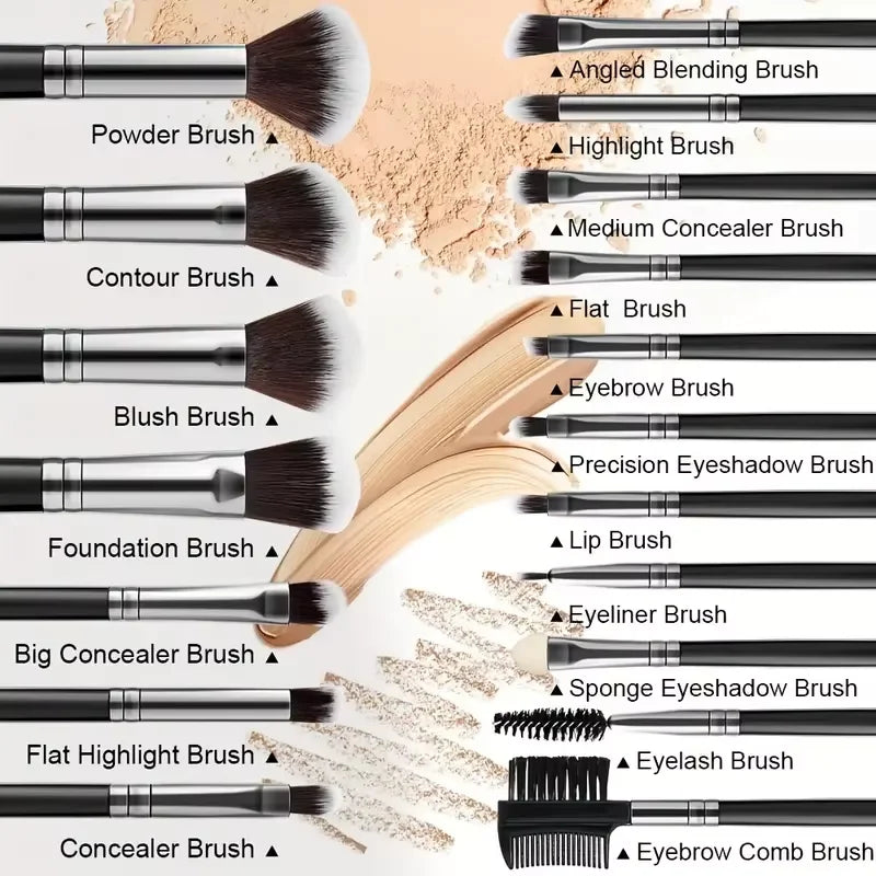 18-Piece Professional Makeup Brush Set | Soft Wood Handle