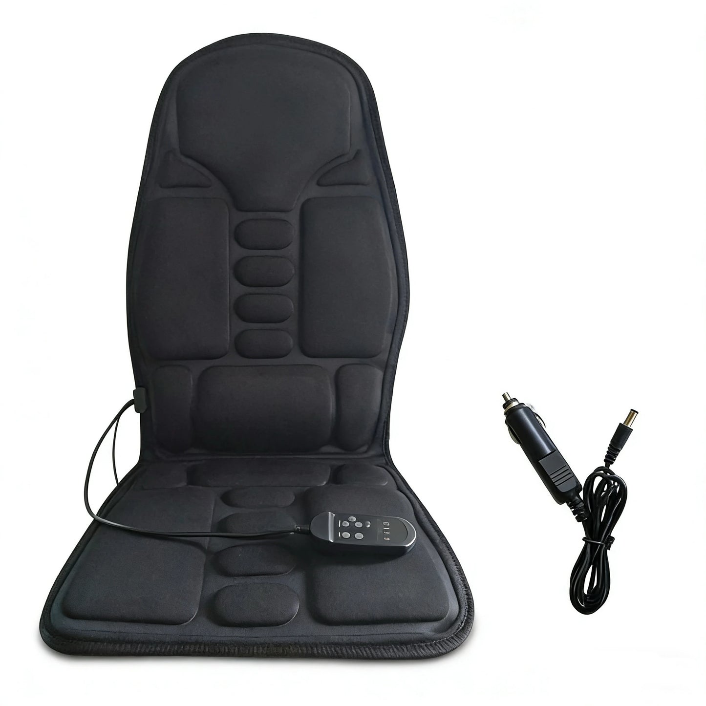 Multifunctional Portable Car Massage Cushion Heated Vibration Seat Pad for Neck Waist Multiple Modes Adjustable Dual Use for Car Peaceful Pleasures Health and Wellness Black