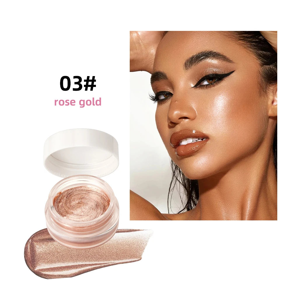 Sparkling Shimmer Highlighter Cream Gel Natural Pearlescent Glitter Face Contour Body Brighten Modify Outline Highlight Makeup Peaceful Pleasures Health and Wellness 03 rose gold
