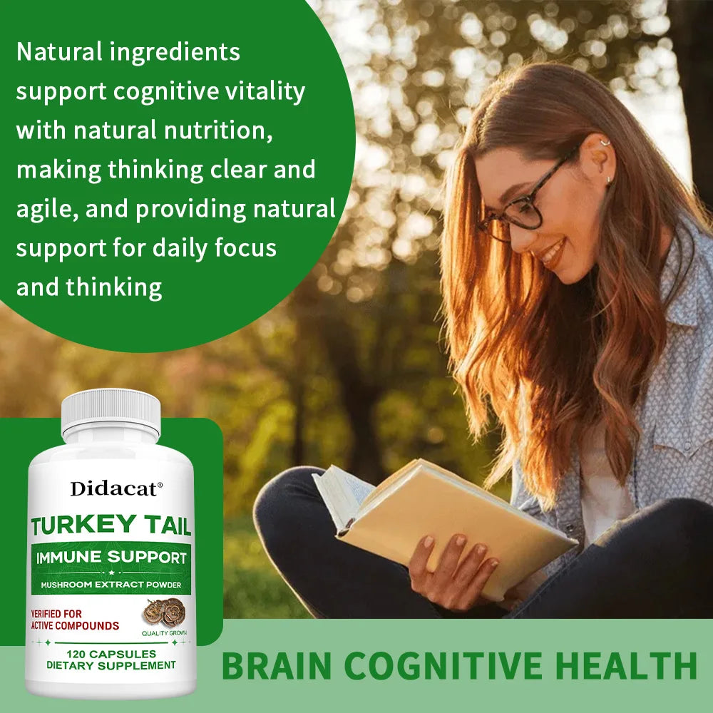 Turkey Tail Mushroom Capsules - Mushroom Supplement for Immune System Health Support - 850 Mg Premium Mushroom Supplements Peaceful Pleasures Health and Wellness