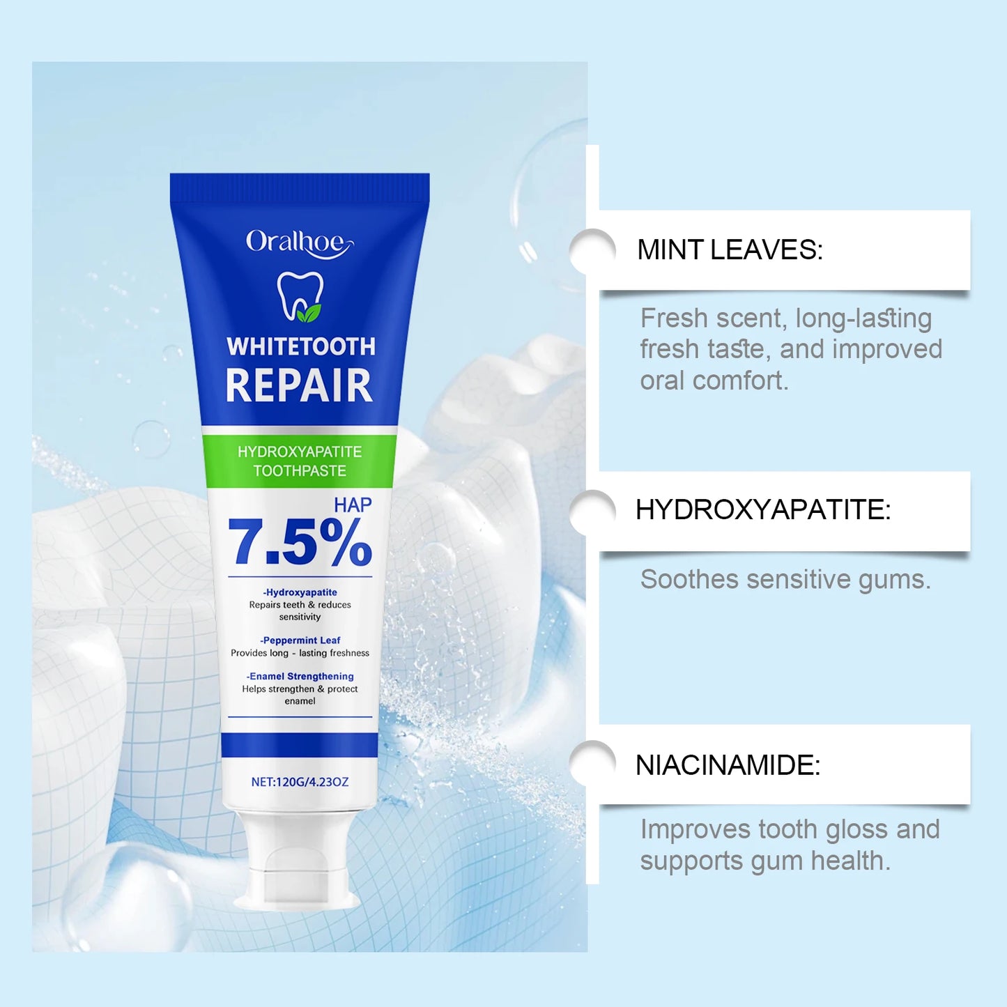 Oralhoe Hydroxyapatite Toothpaste | Whitening & Enamel Repair