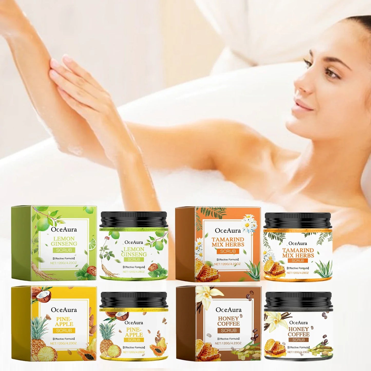 OceAura Tamarind Herb Body Scrub – Brighten & Exfoliate 120g