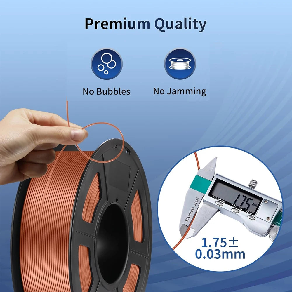 Silk PLA Filament 1.75mm Copper Metallic 250g – Clog-Free