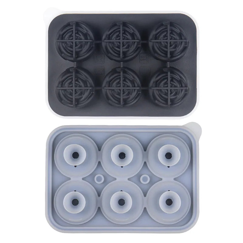 Custom 3D Rose Flower Shape Grids Ice-Cube Molds DIY Homemade Whiskey Reusable Silicone Ice Cube Tray With Lid Peaceful Pleasures Health and Wellness black