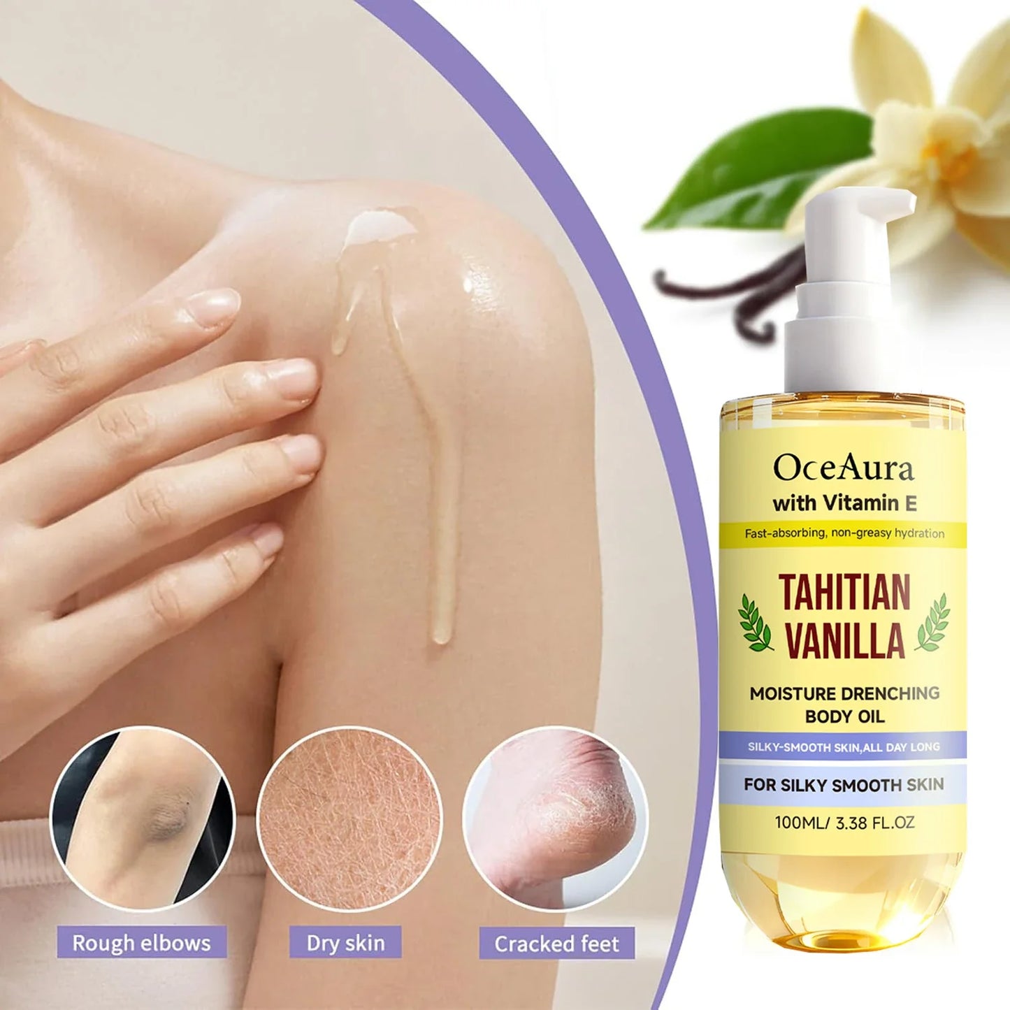 Tahitian Vanilla Body Oil 100ml – Vitamin E Moisturizer