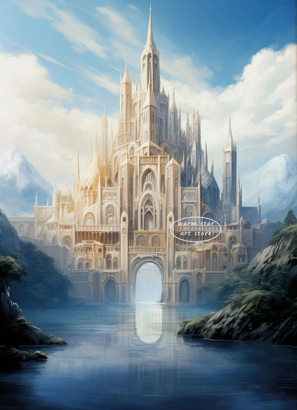 Watercolor Middle Earth Classic Magic Movie Rivendell Canvas Art Ring Posters and Prints Wall Painting Living Room Home Decor Peaceful Pleasures Health and Wellness A4 20X30CM