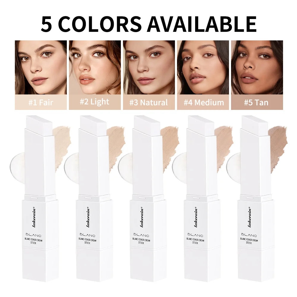 Blanc Cover Cream Stick Changing Foundation Stick Color Changing Foundation with Detachable Brush Hight Coverage Base Makeup Peaceful Pleasures Health and Wellness