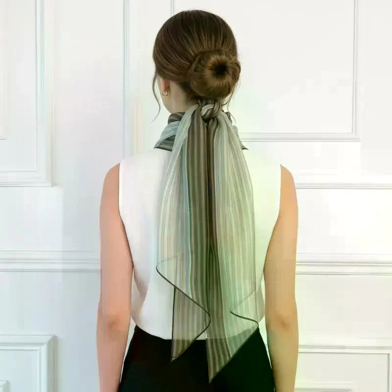 Striped Silk-Blend Scarf – Neck, Head & Hair Accessory for Women