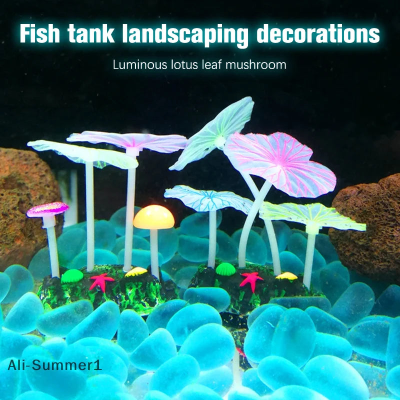 Fluorescent Silicone Artificial Aquarium Plant Decoration 10cm