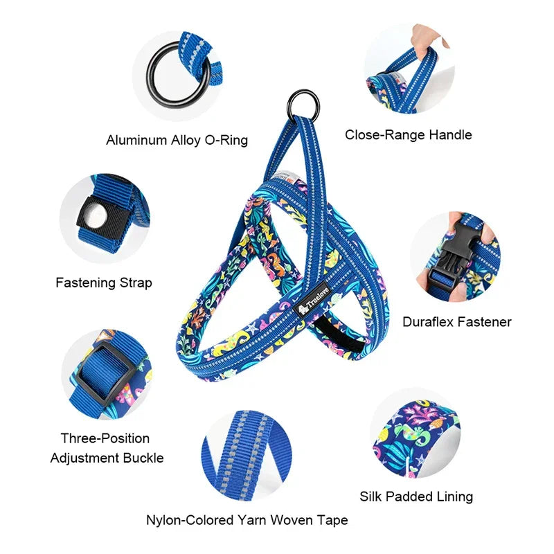 Truelove Floral Printing Mesh Padded Harness for All Breeds Quick Fit Dog Vest Harness Small Medium Large Dogs Outdoor TLH58122 Peaceful Pleasures Health and Wellness