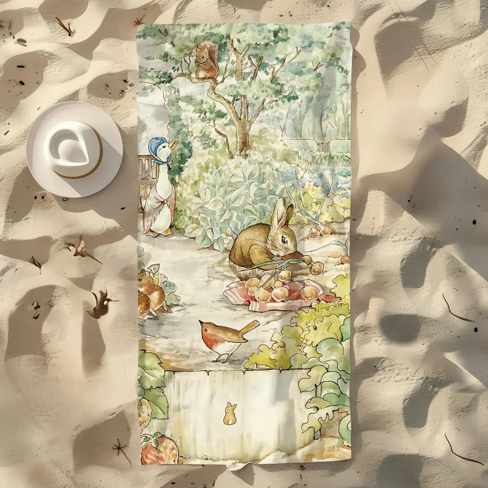 Peter Rabbit Quick-Dry Beach Towel | Cartoon Sports Towel Cartoon Beach Towel Peaceful Pleasures Health and Wellness