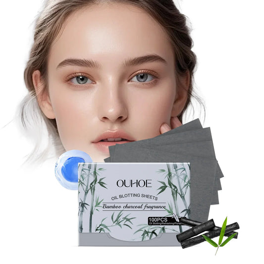 Bamboo Charcoal Oil Blotting Sheets 100pc – Matte Oily Skin Oil Blotting Sheets Oasis Select