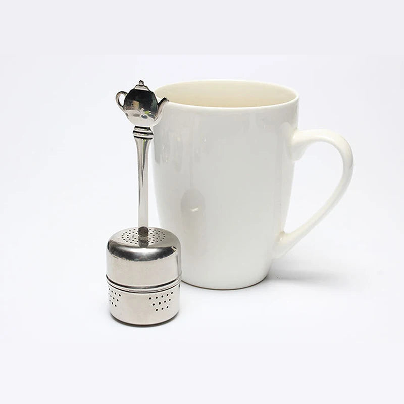 Stainless Steel Cylindrical Tea Infuser Strainer with Chain Tea Infuser Strainer Peaceful Pleasures Health and Wellness