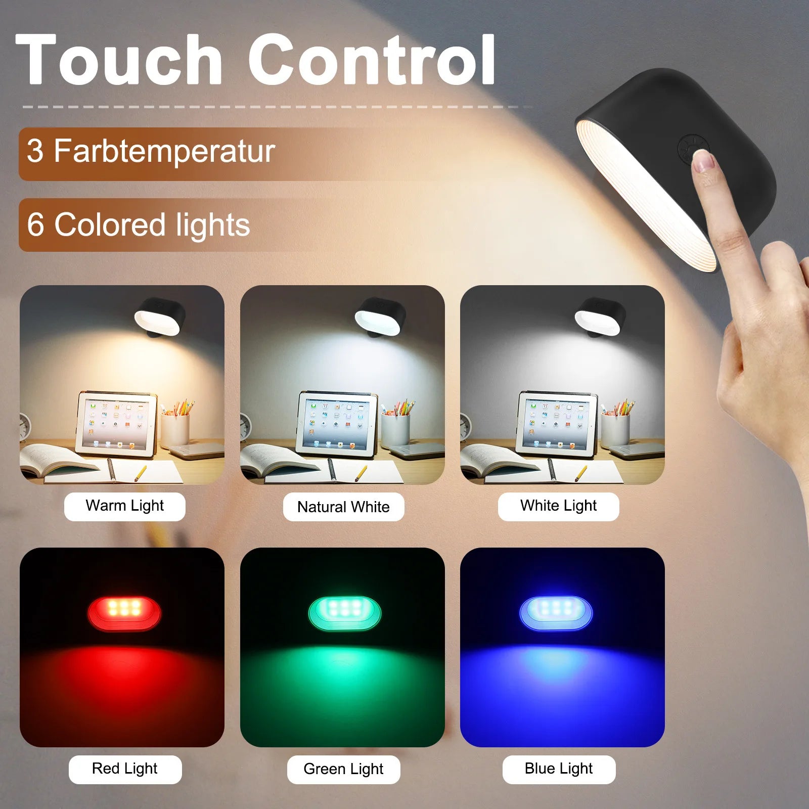 Magnetic LED Wall Light Rechargeable Reading Lights 360° Rotation Touch Remote Control Cabinet Spotlight Round Shape Night Lamp Peaceful Pleasures Health and Wellness