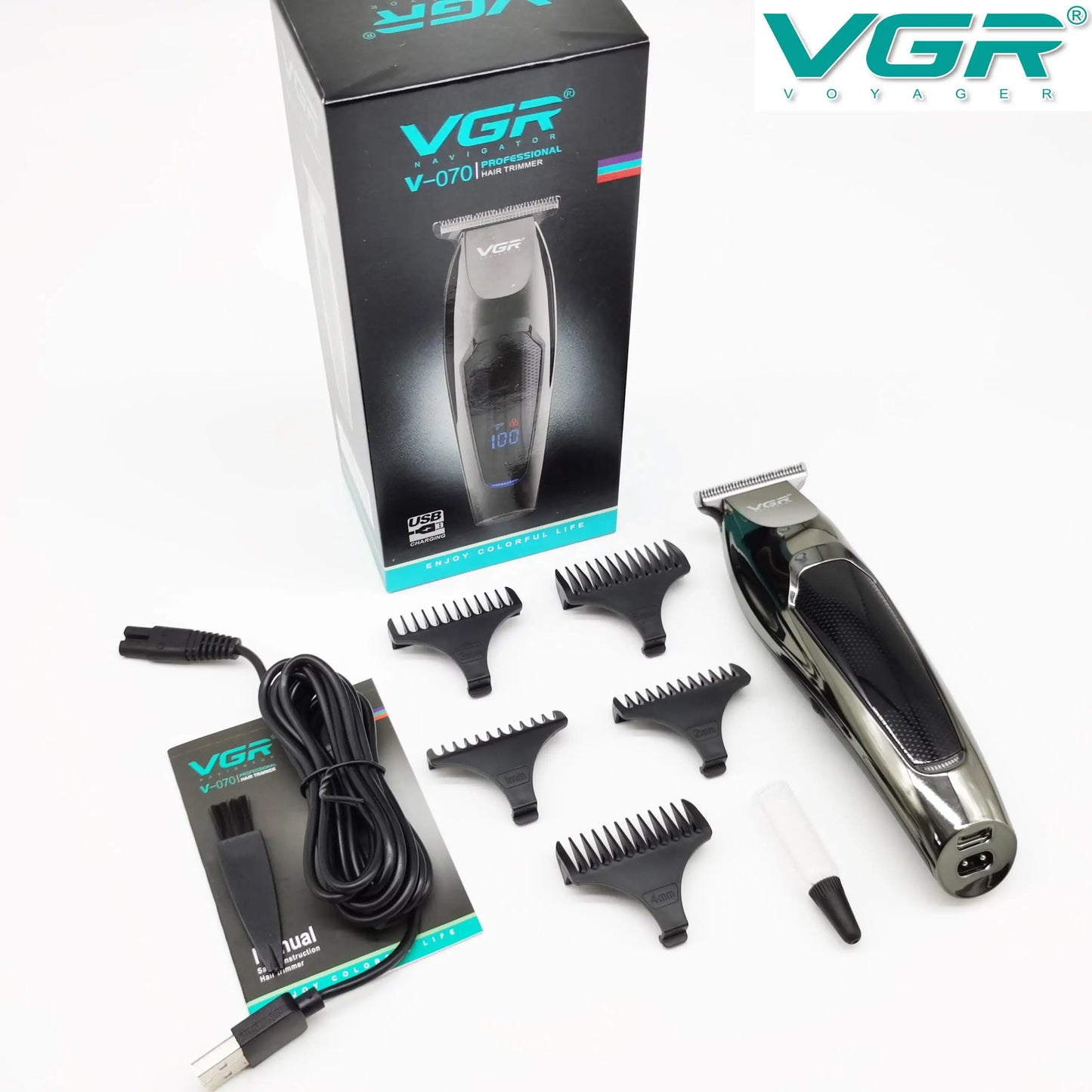 VGR 070 Hair Trimmer Professional Hair Clipper LED Display Hair Cutting Machine for Men Rechargeable Mini Men's Hair Trimmer Peaceful Pleasures Health and Wellness