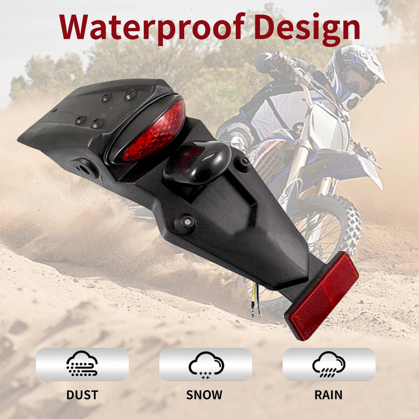 12V LED Motorcycle Fender Tail Light | Dirt Bike Brake Lamp