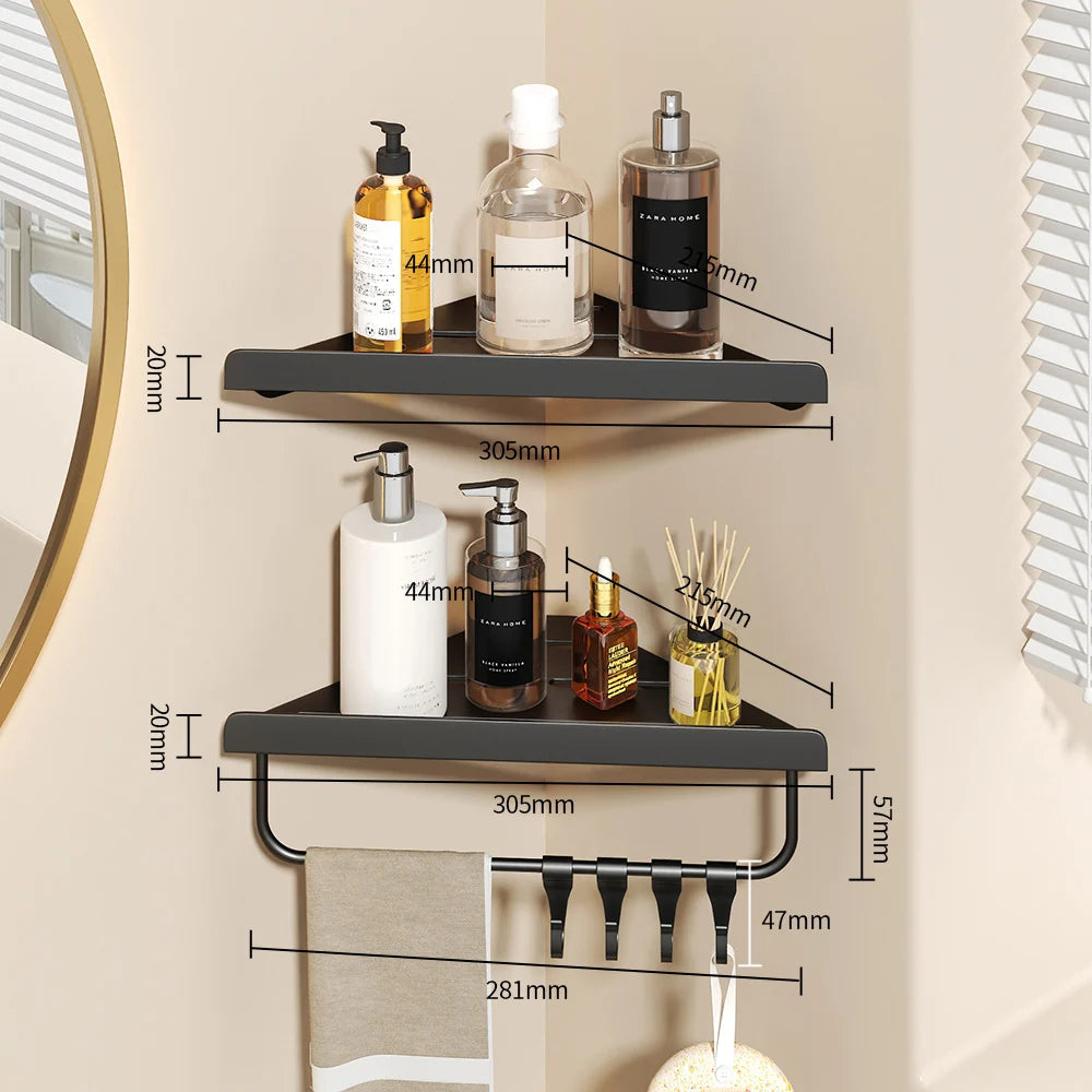 Wall Mounted Shower Corner Shelf – Metal Bathroom Storage Rack