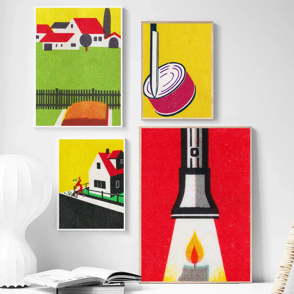 Vintage Eastern Europe Matchbox Canvas Wall Art – Geometric Animal