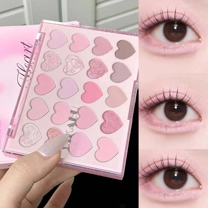 DIKALU 20-Color Heart Eyeshadow Palette – Glitter & Shimmer