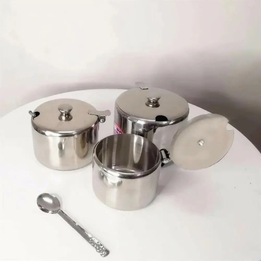 Stainless Steel Sugar & Spice Jar with Lid and Spoon