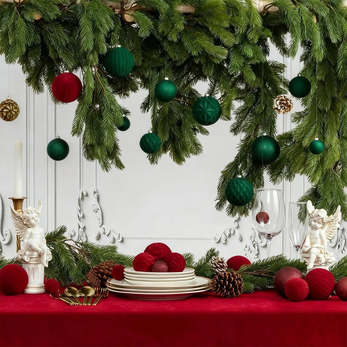 36-Piece Velvet Shatterproof Christmas Ball Ornaments Set