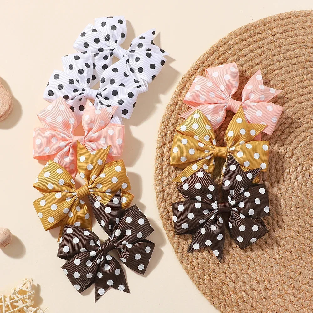 20pcs/set 2.2'' Polka Dot Grosgrain Ribbon Bows Hair Clips for Girls Handmade Bowknot Hairpin Barrettes Kids Hair Accessories Peaceful Pleasures Health and Wellness pink