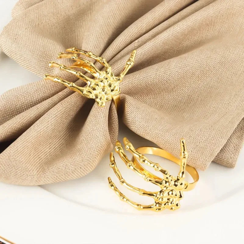Halloween Skeleton Hand Napkin Rings Set 2–4 | Spooky Table Decor