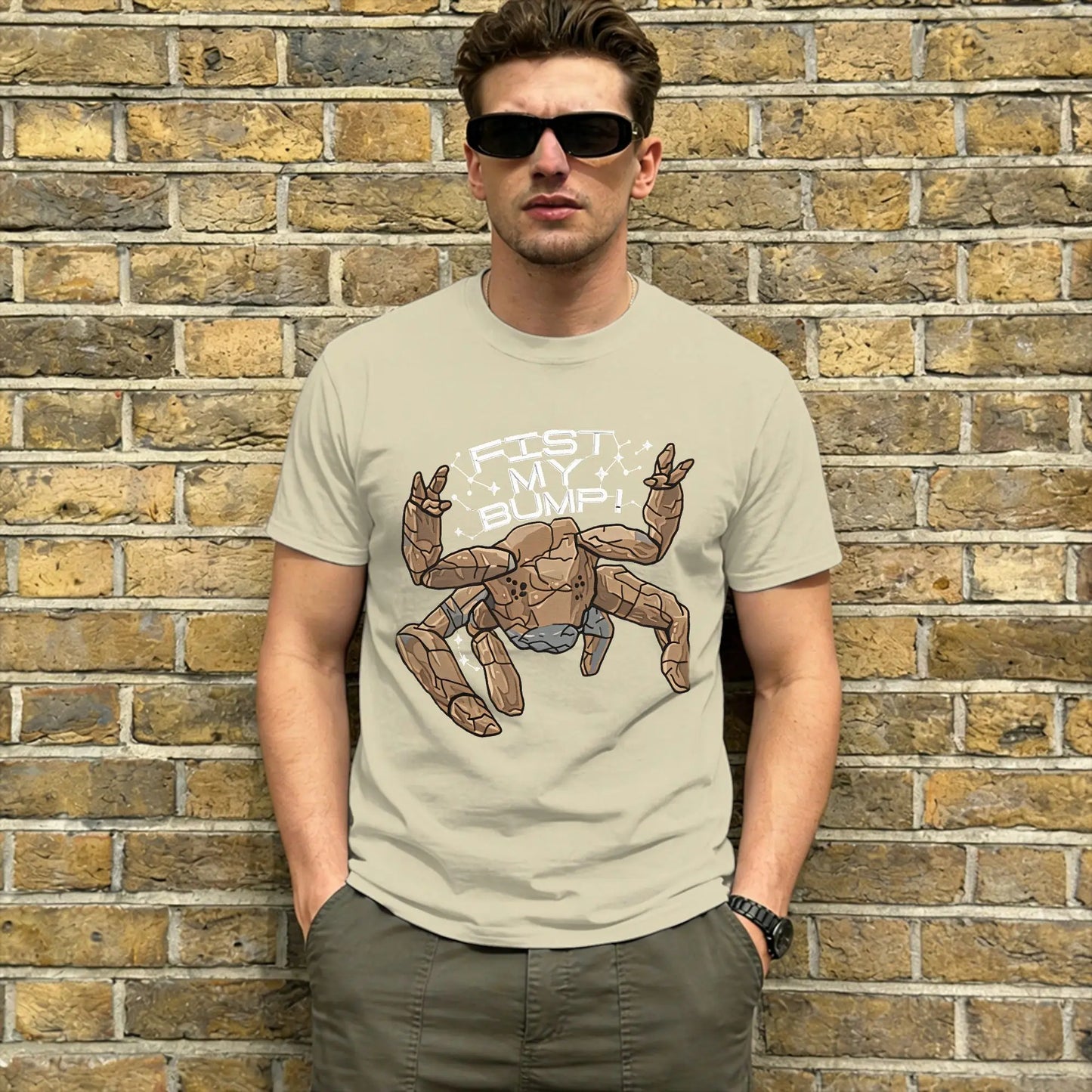 Casual Project Hail Mary 2026 T-Shirt for Men Round Neck Cotton T Shirt Fist My Bump Short Sleeve Tees Gift Tops Peaceful Pleasures Health and Wellness Khaki XXXL