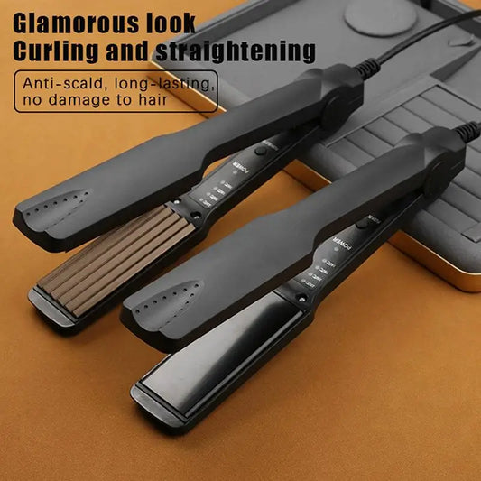 Hair Straightening Irons Dual Use Fast Warm-up Thermal Professional Ceramic Heating Plate For Straightening Curling Air Bangs Peaceful Pleasures Health and Wellness