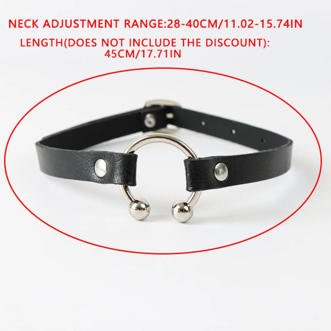 Vintage Y2K Necklace Belt Women Fashion Punk Pu Leather Choker Collar