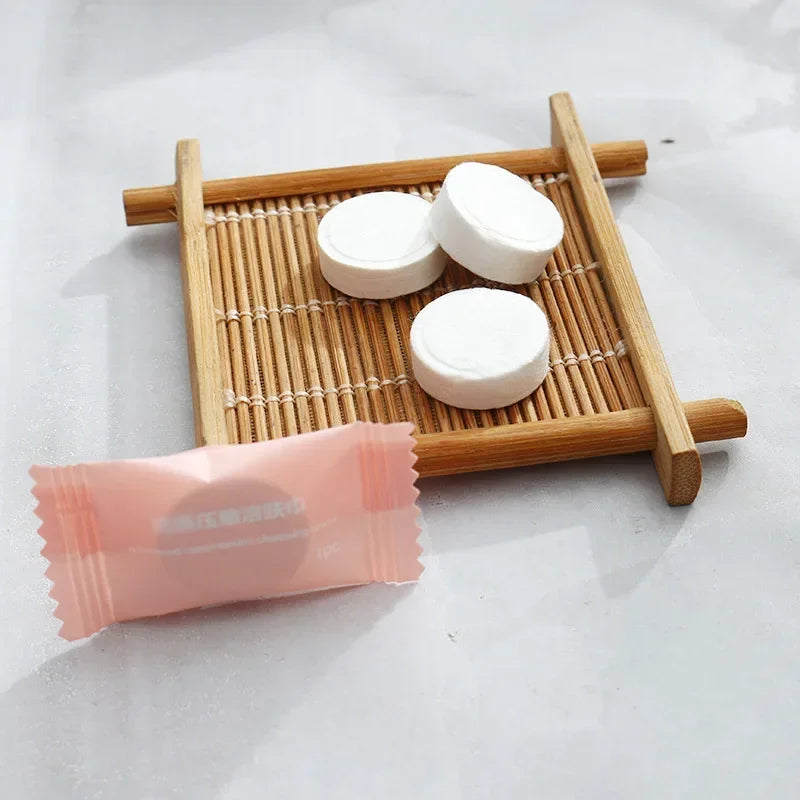 2packs Portable Travel Non-woven Moistened Tissues 50pcs Disposable Compressed Face Towel Outdoor Water Wet Wipe Candy Towels Peaceful Pleasures Health and Wellness