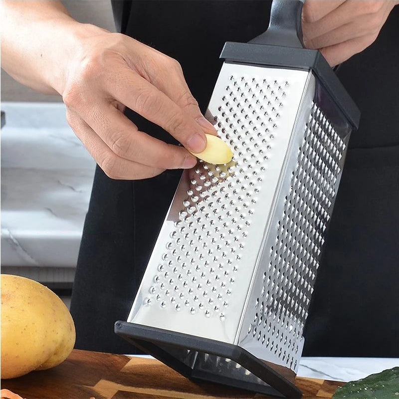 9" 4-Sided Stainless Steel Box Grater with Handle | Rust-Proof