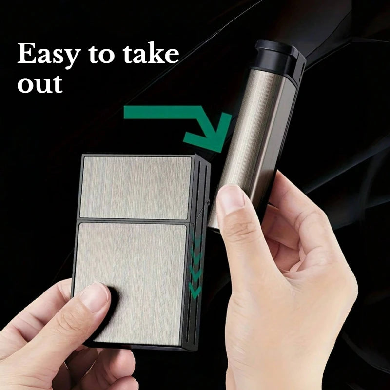 20PCS Capacity Metal Cigarette Case for 84mm Size with Lighter Case, Creative Cigarette Box Case Anti Pressure Moisture-proof Peaceful Pleasures Health and Wellness