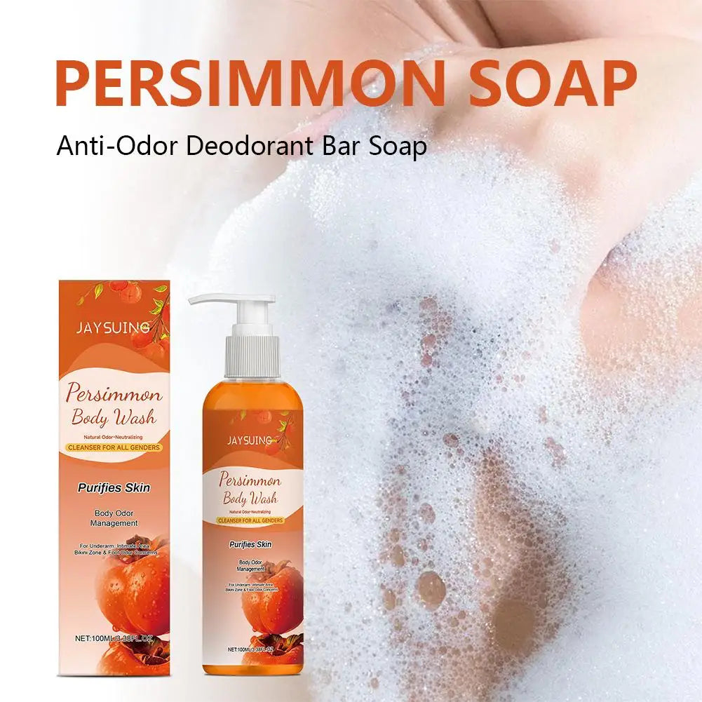 Persimmon Shower Gel Persimmon Extract For Men and Women Gentle on All Skin Types Deodorizing Soap Rose Scent Peaceful Pleasures Health and Wellness