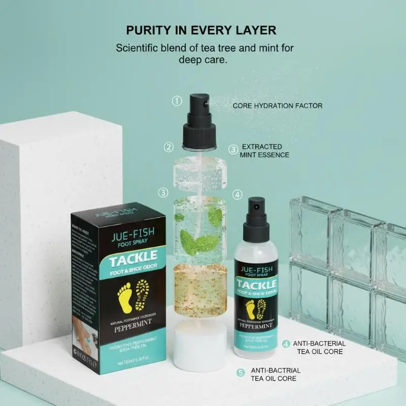Jue-Fish Foot Care Spray Nourish Feet Clean Odor Foot Sweat Peeling Removal Daily Foot Care Spray Peaceful Pleasures Health and Wellness
