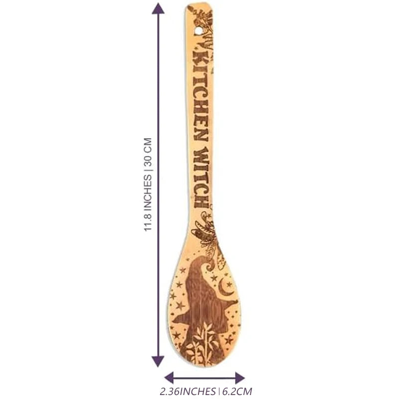 Halloween Witchy Bamboo Spoon Set | Laser Engraved Kitchen Gift