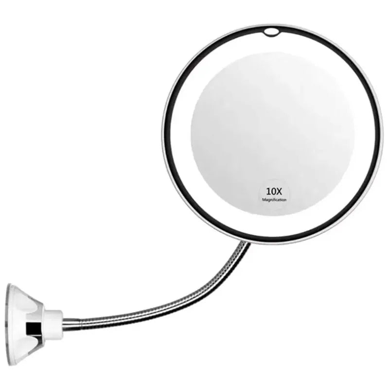 Flexible Gooseneck Makeup Mirror with LED Light 10X Magnifying Mirror Suction Cup Bright Diffused Light and 360 Degree Swivel Peaceful Pleasures Health and Wellness