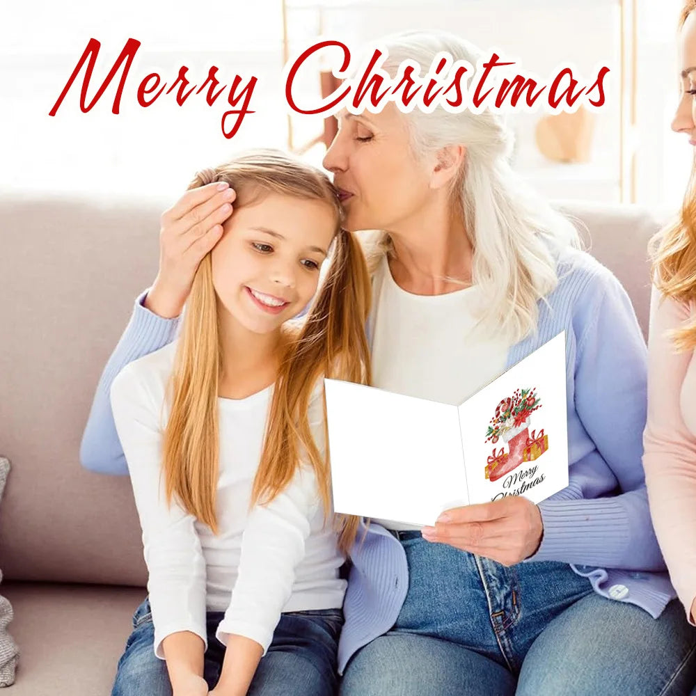 10 Cards Envelopes 1 Sticker Christmas Folded Holiday Diy Handwritten
