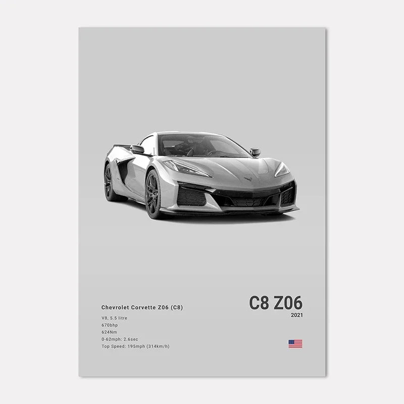 Famous Cars IE GT Canvas Wall Art Print Poster C C C Home Decor Modern Mural Unframed Birthday Gift Peaceful Pleasures Health and Wellness
