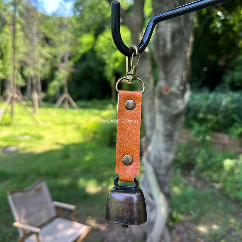 Outdoor Repellent Bear Bell Camping Retro PU Wind Chime Keychain Accessories Hiking Reminder Pet Pendant Bell for Fishing Decor Peaceful Pleasures Health and Wellness