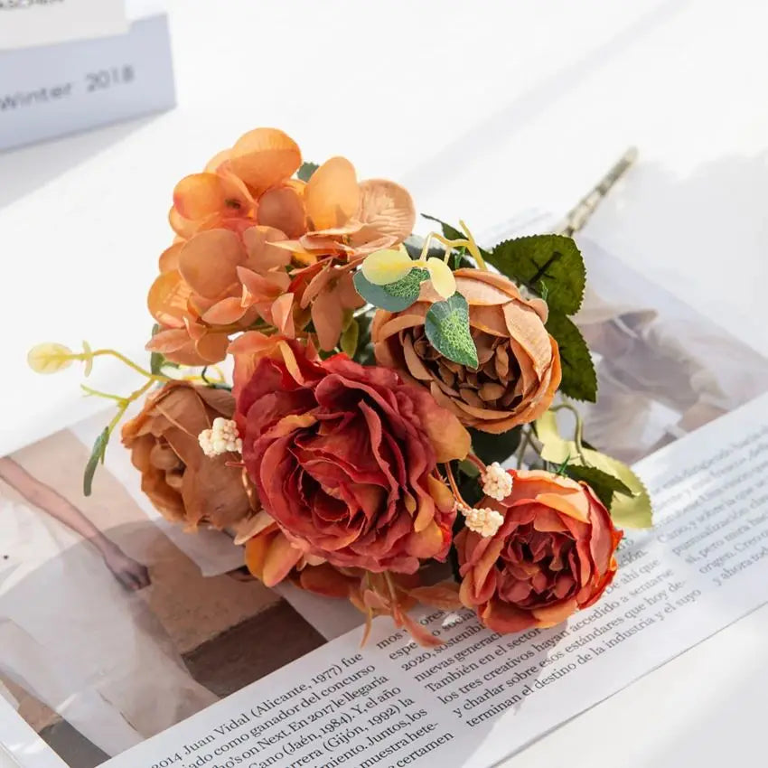 Artificial Silk Rose Bouquet for Wedding & Home Decor (2/4 Pack)