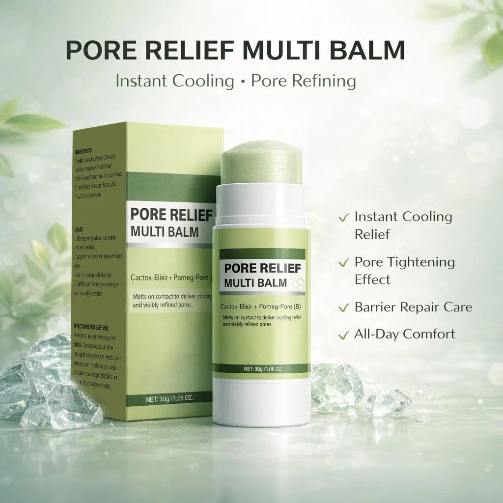 Pore Relief Multi Balm Stick,Cooling & De-Puffing Face Balm for Enlarged Pores Pore Minimizing with Cactus Extract, Skin Care Peaceful Pleasures Health and Wellness