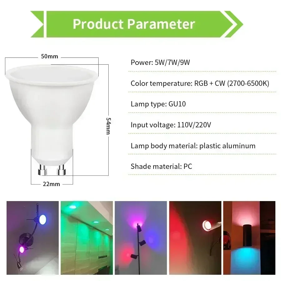 Tuya WiFi Smart GU10 LED Bulb – Alexa & Google Home, RF Remote