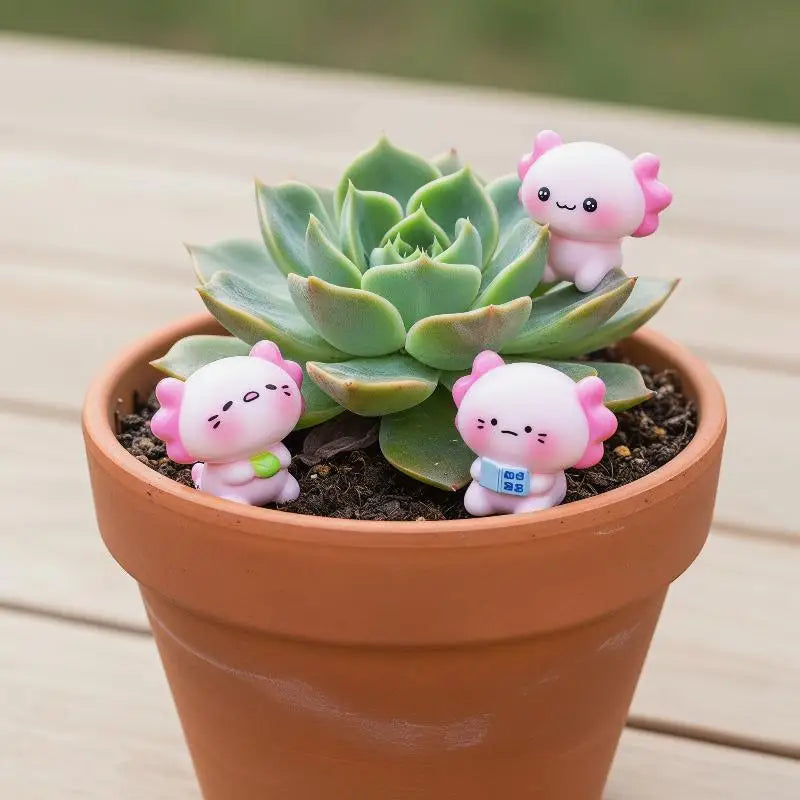 6pcs Resin Axolotl Miniature Figures – Micro Garden Ornaments